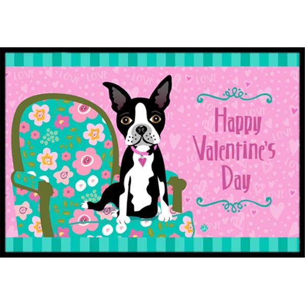 Carolines Treasures Happy Valentines Day Boston Terrier Indoor or Outdoor Mat- 18 x 27 VHA3001MAT